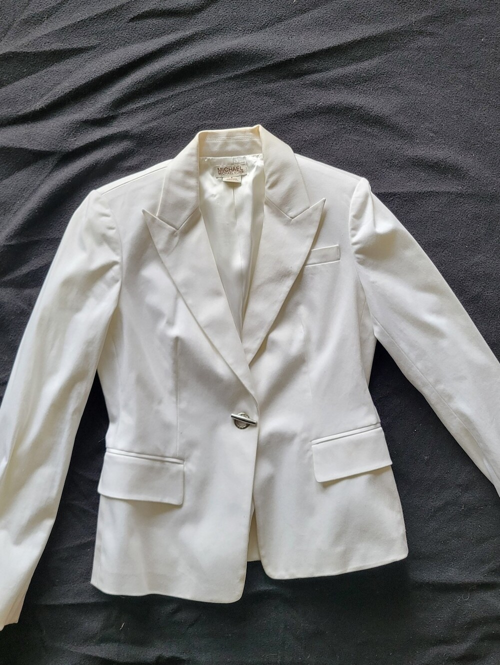 Michael Kors Cream Single-Button Tailored Equestrian Blazer